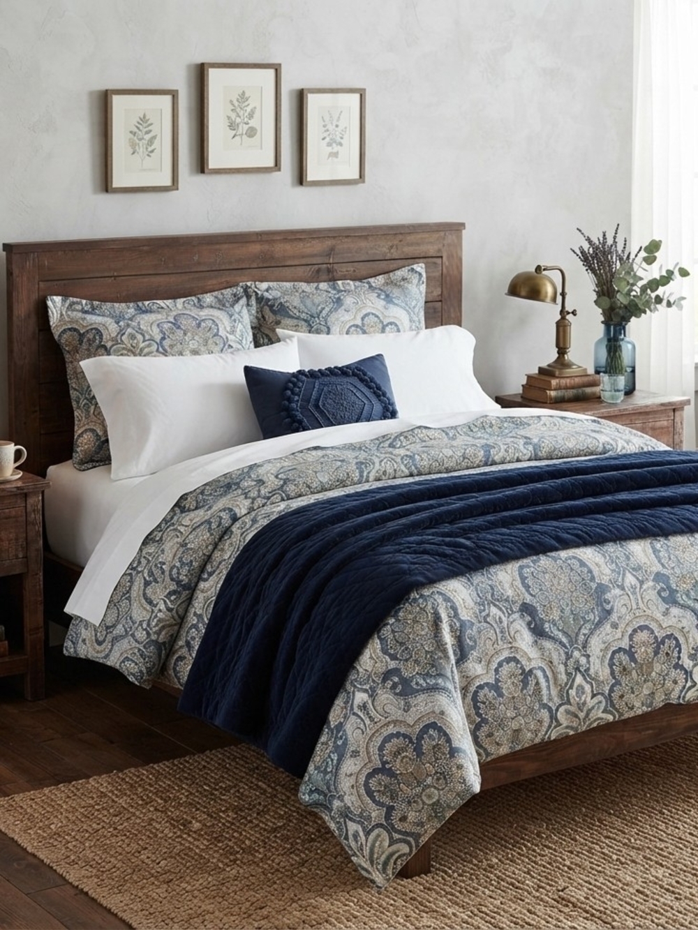 Pottery Barn Jordana Paisley Queen Duvet/shams (2)